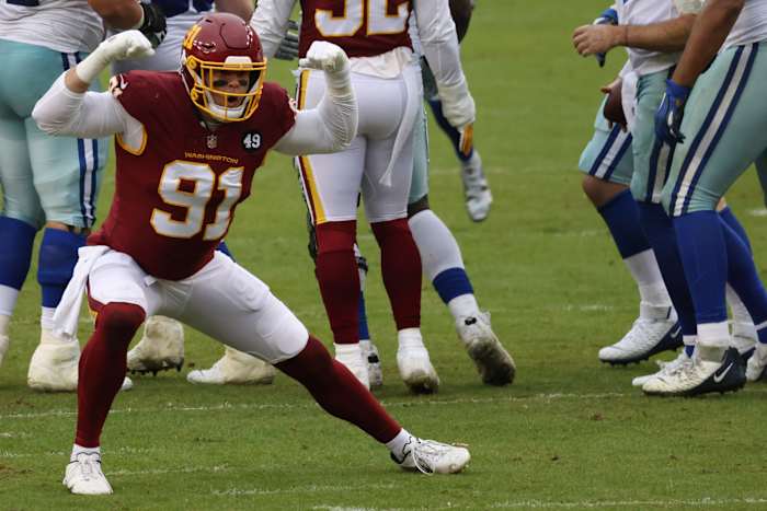 Ryan Kerrigan Sack Celly © Geoff Burke 2020 Oct 25